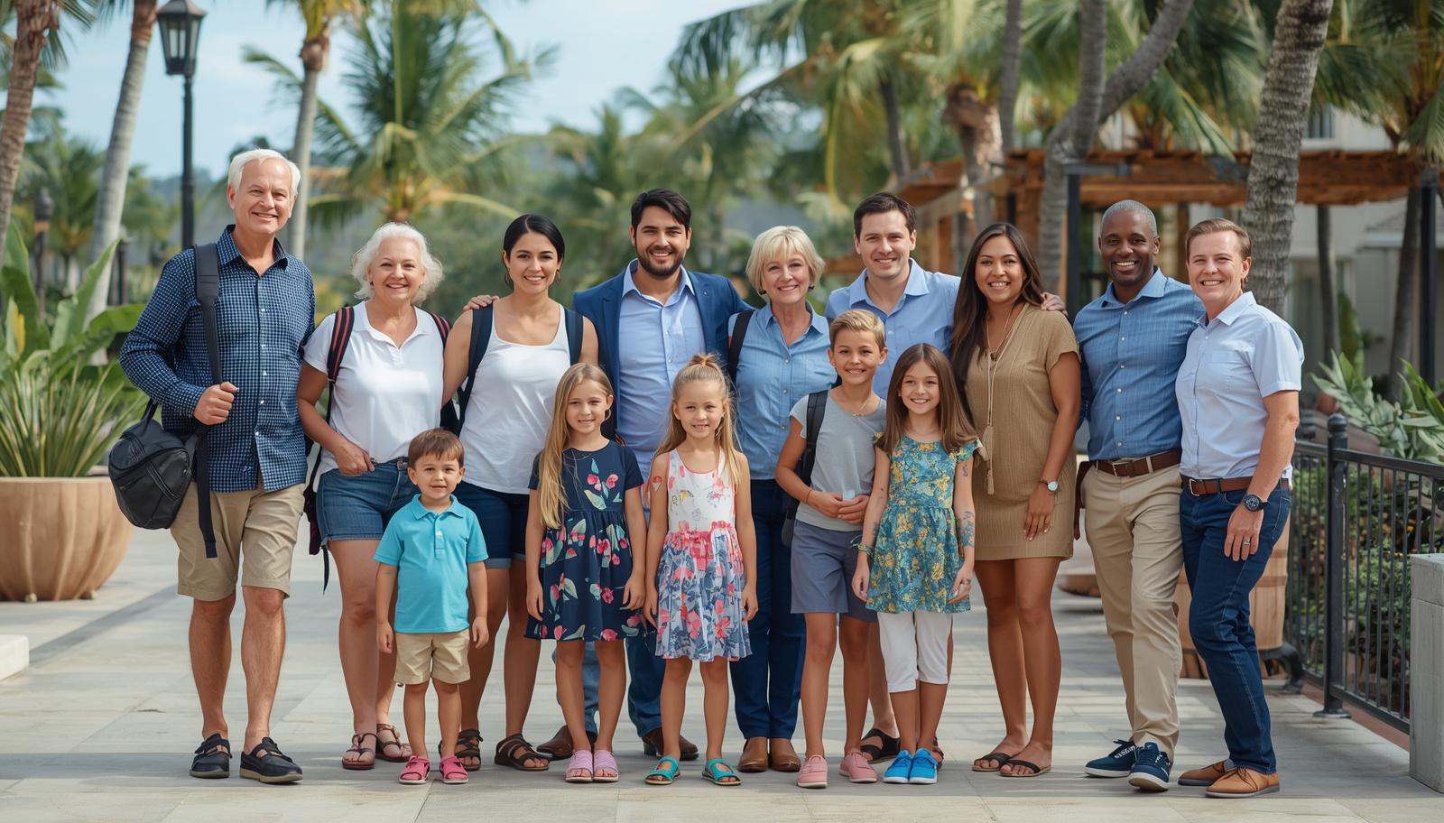 Diverse group travel showing